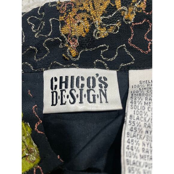 VTG Chico's Design Patchwork Lightweight Jacket Art-To-Wear Womens Sz 2 - Large - Picture 5 of 10